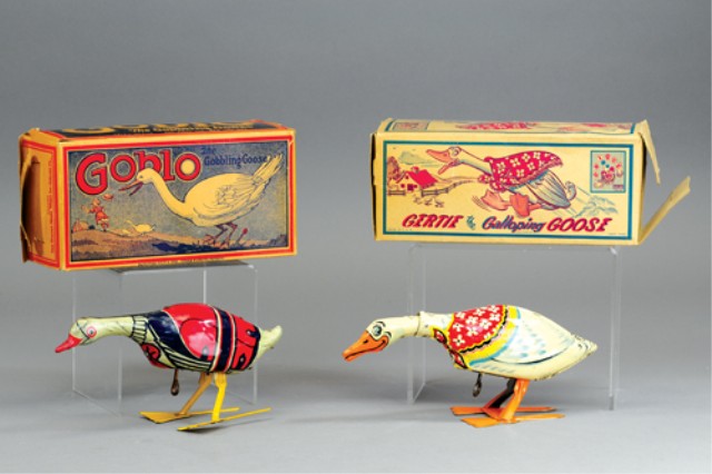 LOT OF TWO TIN GOOSE TOYS Both