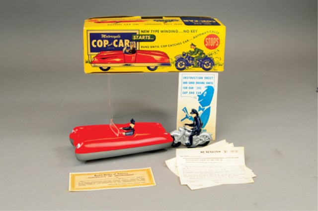 AUTOMATIC TOY CO. COP AND CAR TOY Boxed