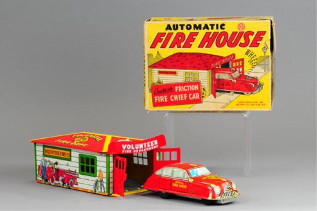 MARX AUTOMATIC FIRE HOUSE Boxed 17a324