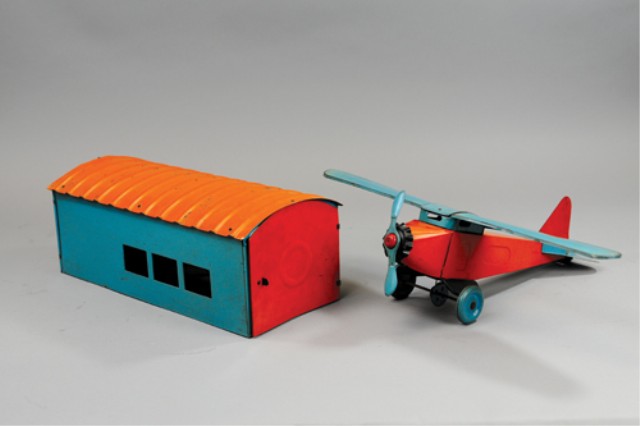 SCHEIBLE AIRPLANE WITH HANGAR Pressed