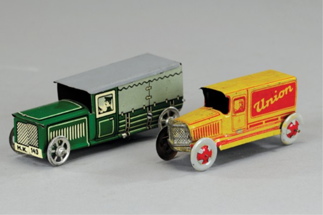 LOT OF TWO PENNY TOY TRUCKS Both lithographed