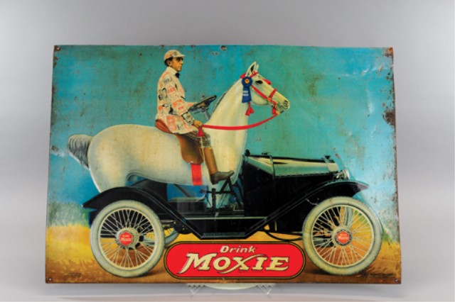 DRINK MOXIE TIN SIGN Lithographed