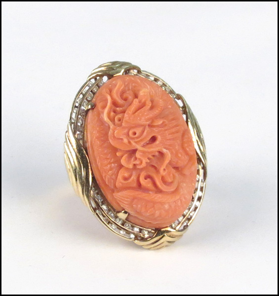 14 KARAT YELLOW GOLD CORAL AND