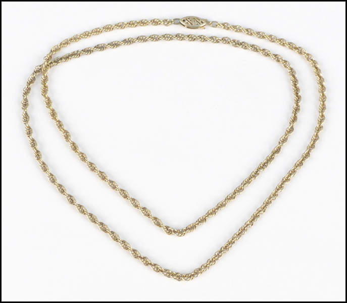 14 KARAT YELLOW GOLD ROPE NECKLACE.