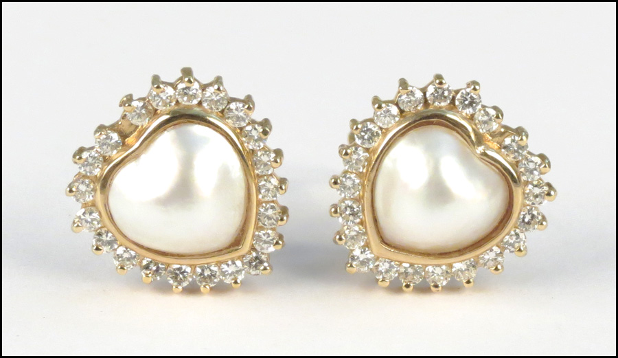 PAIR OF DIAMOND MABE PEARL AND 177fcf