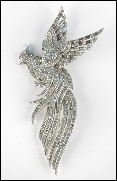 TRIFARI RHINESTONE BIRD BROOCH.