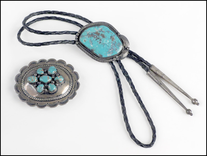 TURQUOISE AND SILVER BOLO. Together
