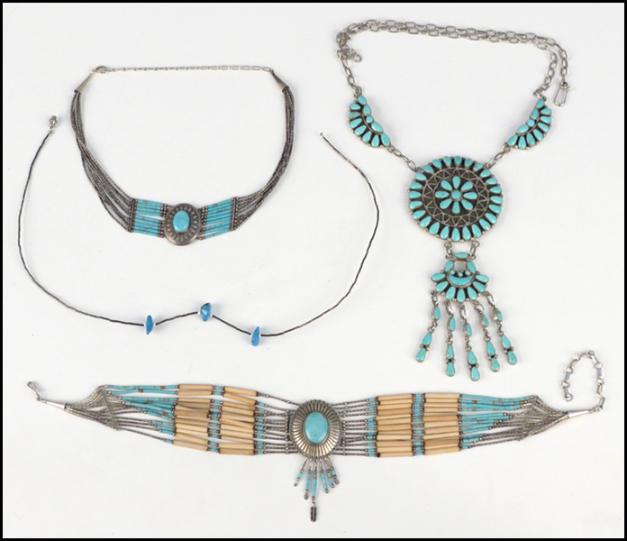 STERLING SILVER AND TURQUOISE NECKLACE  17804d