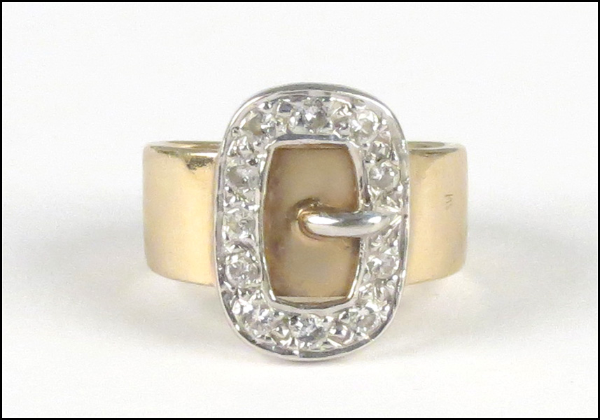 DIAMOND AND 14 KARAT GOLD BUCKLE