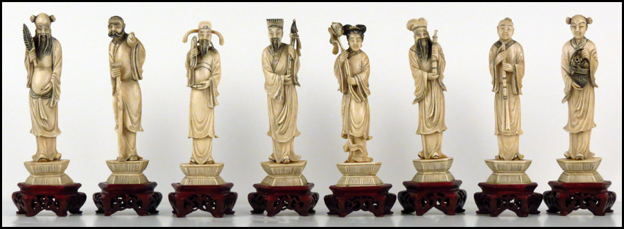 SET OF EIGHT CHINESE CARVED IVORY 1780ab