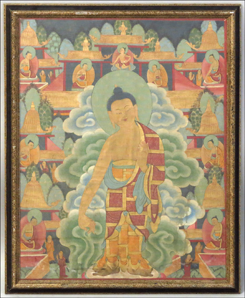 FRAMED TIBETAN TANGKA Frame 29 75  1780ca