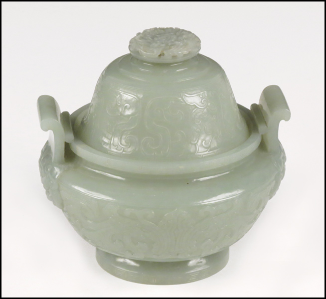 CHINESE JADE COVERED URN 19th 1780d4