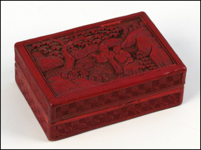 CHINESE RED LACQUERED BOX L3 75  1780f9