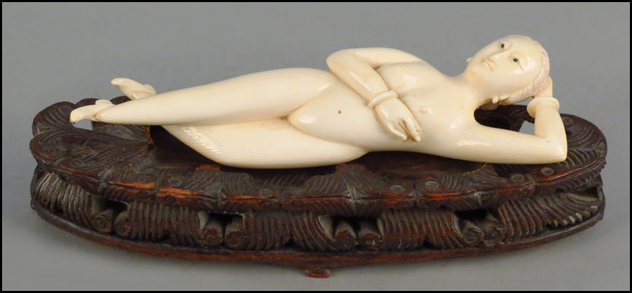 CHINESE CARVED IVORY NUDE RECLINING 1780f5