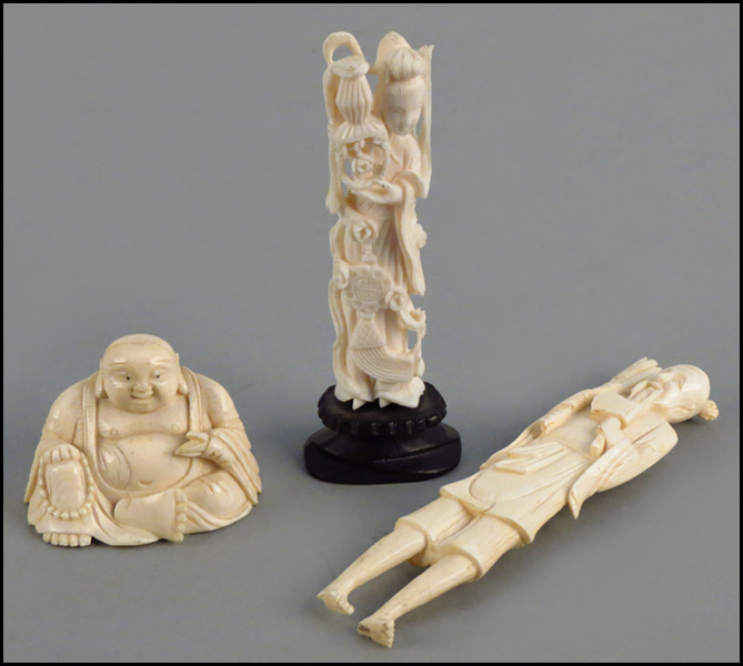 THREE IVORY FIGURES. Condition: No Specific