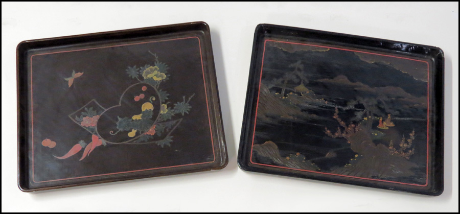 TWO JAPENSE LACQUERED TRAY. 18.5''