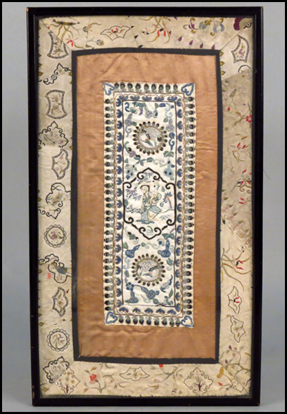 EMBROIDERED SILK TEXTILE. Frame: 16