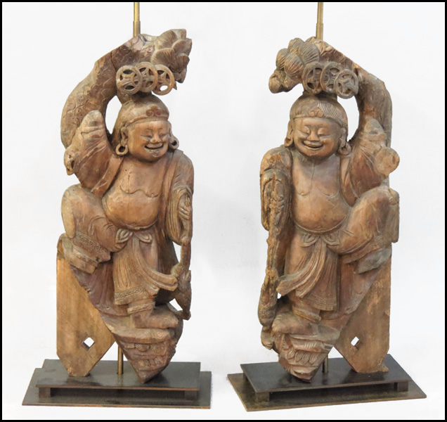 PAIR OF CHINESE CARVED WOOD FIGURES 178116