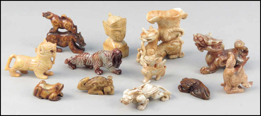 GROUP OF CHINESE CARVED STONE ANIMALS 17813e