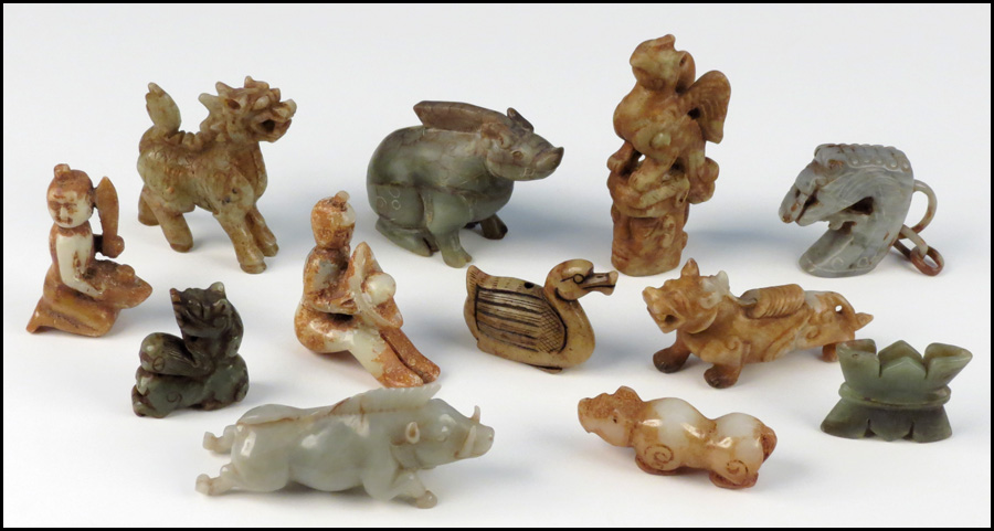 GROUP OF CHINESE CARVED STONE ANIMALS 178149
