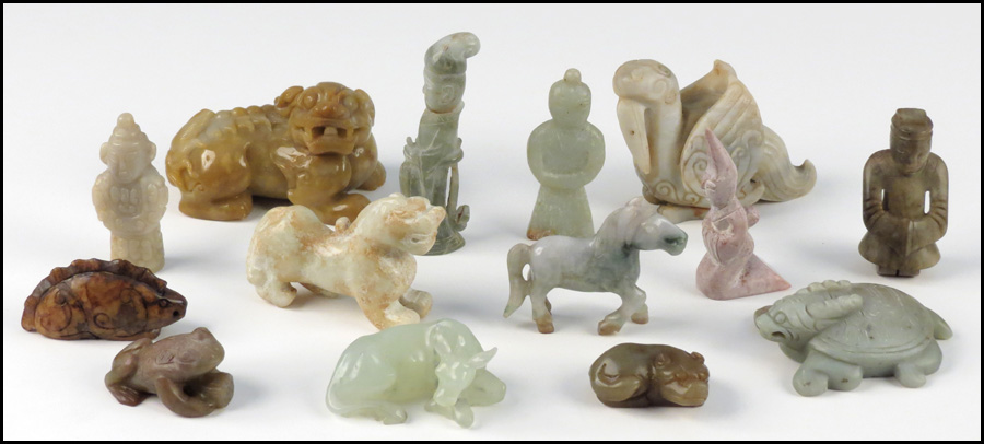 GROUP OF CHINESE CARVED STONE ANIMALS