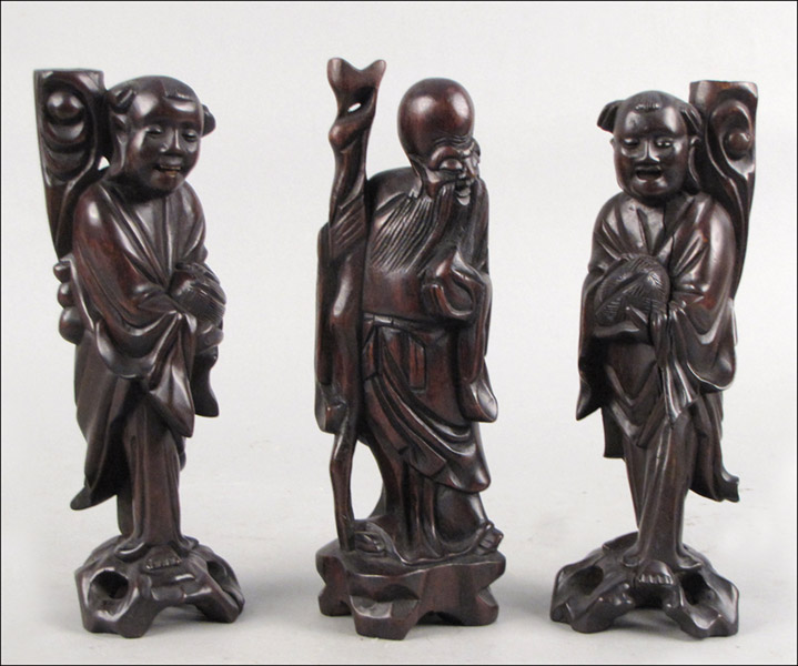 THREE CHINESE CARVED WOOD FIGURES  178163