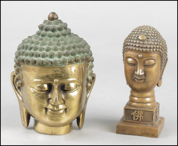 GILT BRONZE BUDDHA HEAD. Together