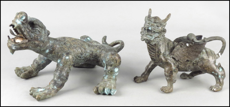 TWO CHINESE PATINATED METAL ANIMALS  17818a