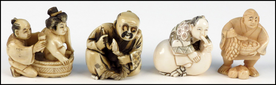 GROUP OF FOUR NETSUKE. Condition: