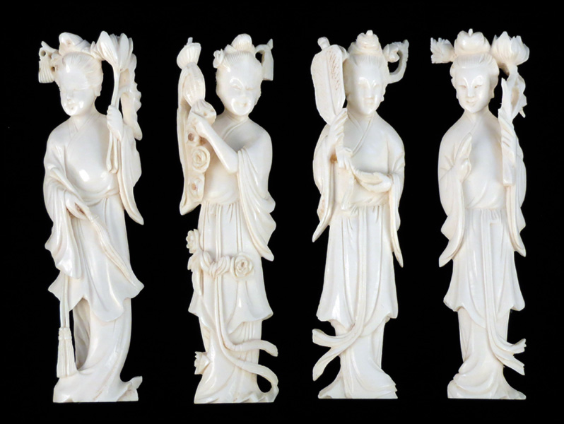 COLLECTION OF IVORY FIGURES. Condition: