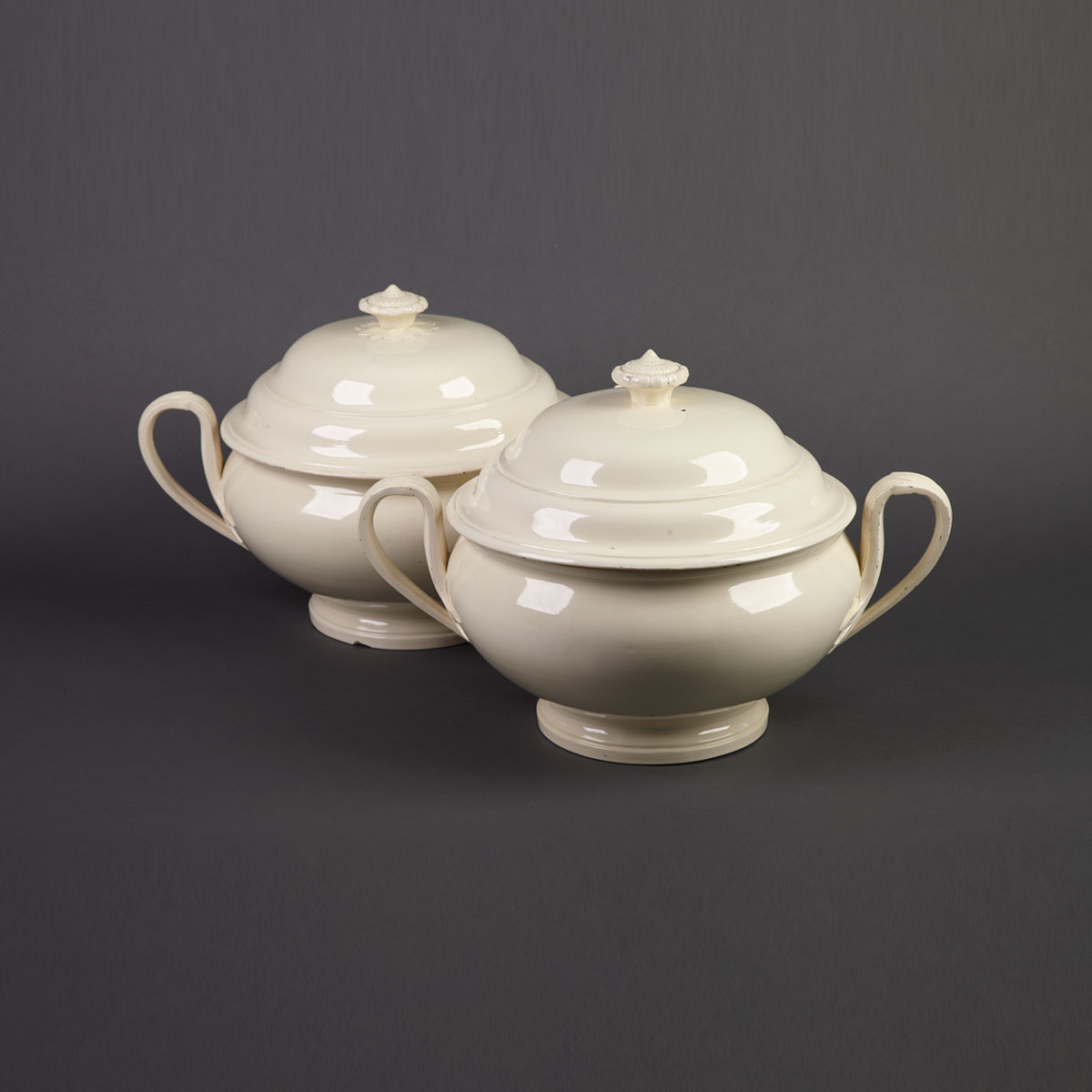 Pair of Leeds Creamware Covered 1781ff