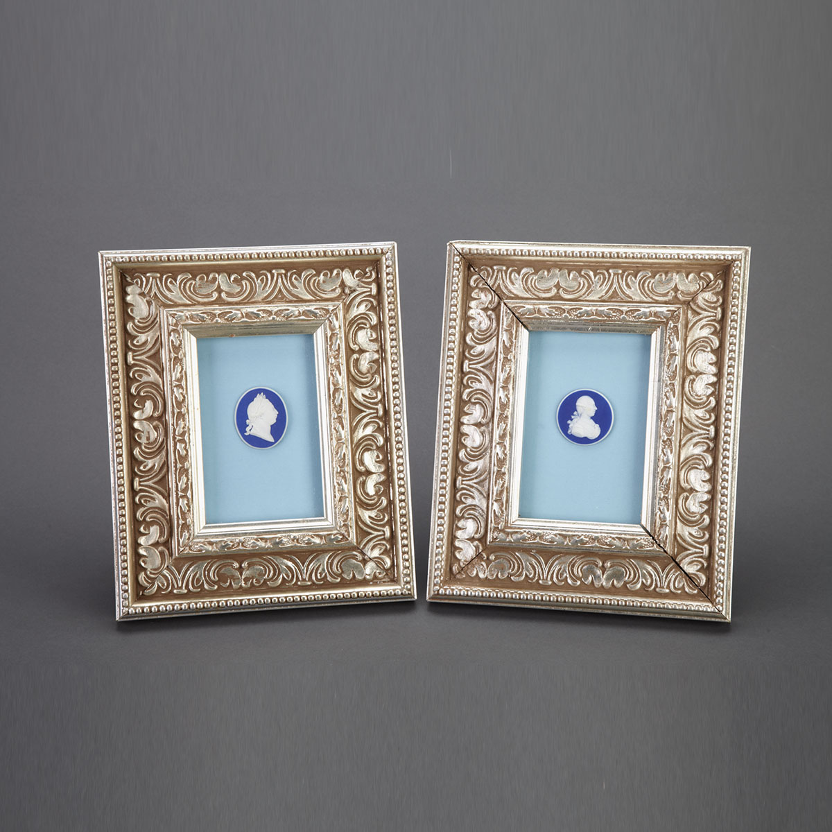 Two Wedgwood Blue Jasper Oval Portrait
