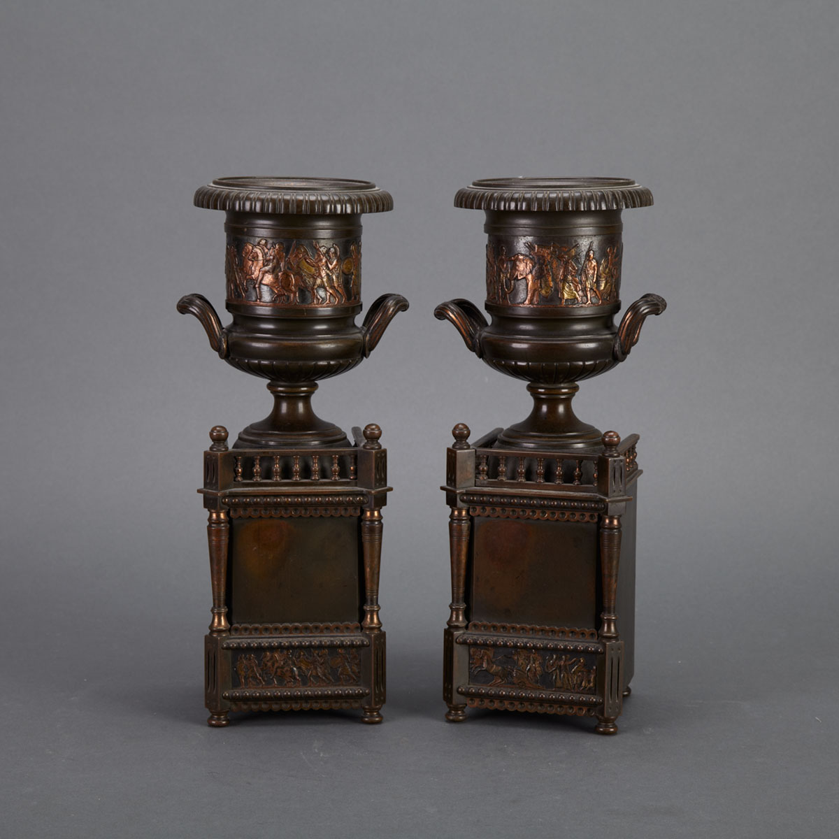 Pair French Bronze Garniture Mantle