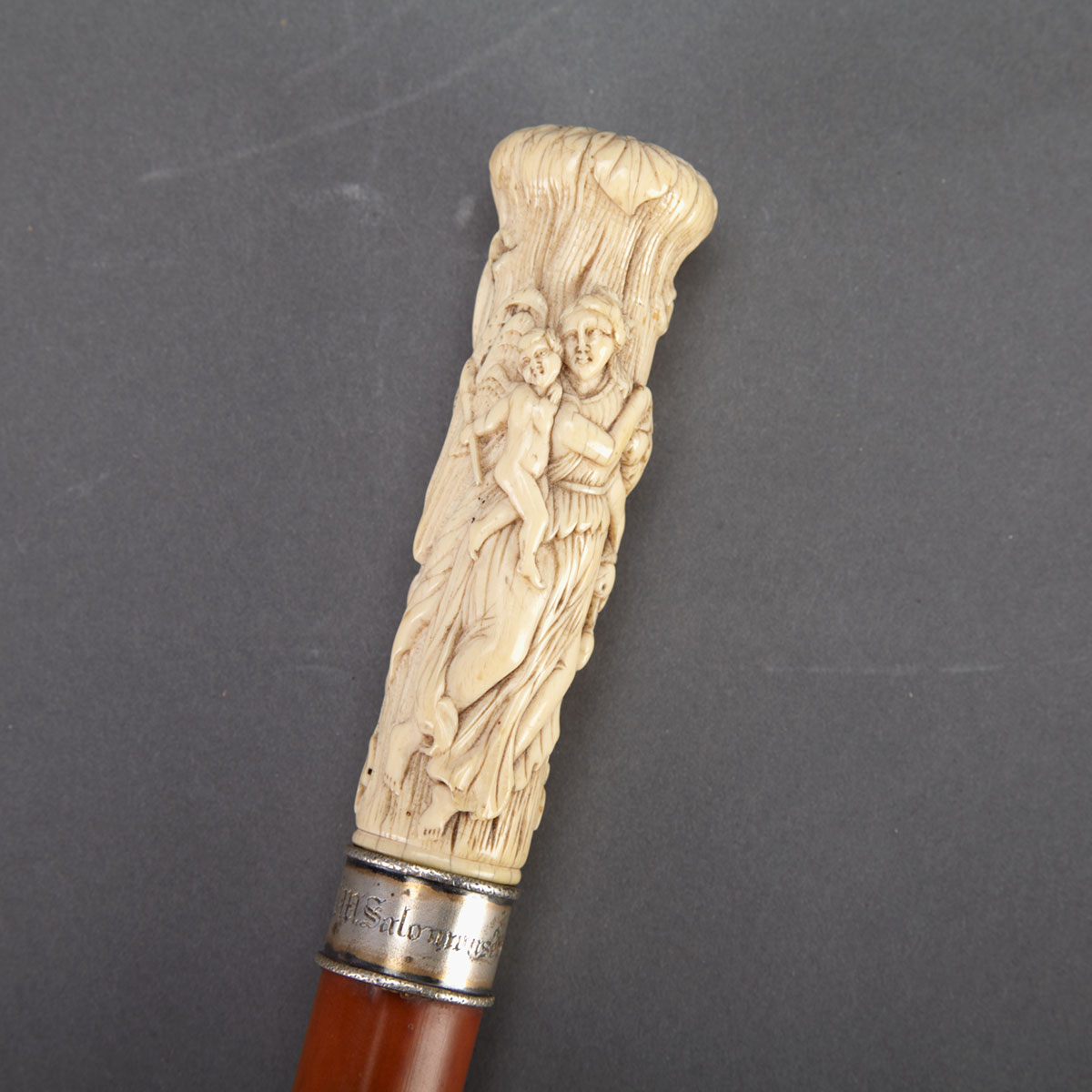 French Ivory Mounted Malacca Walking 17823a