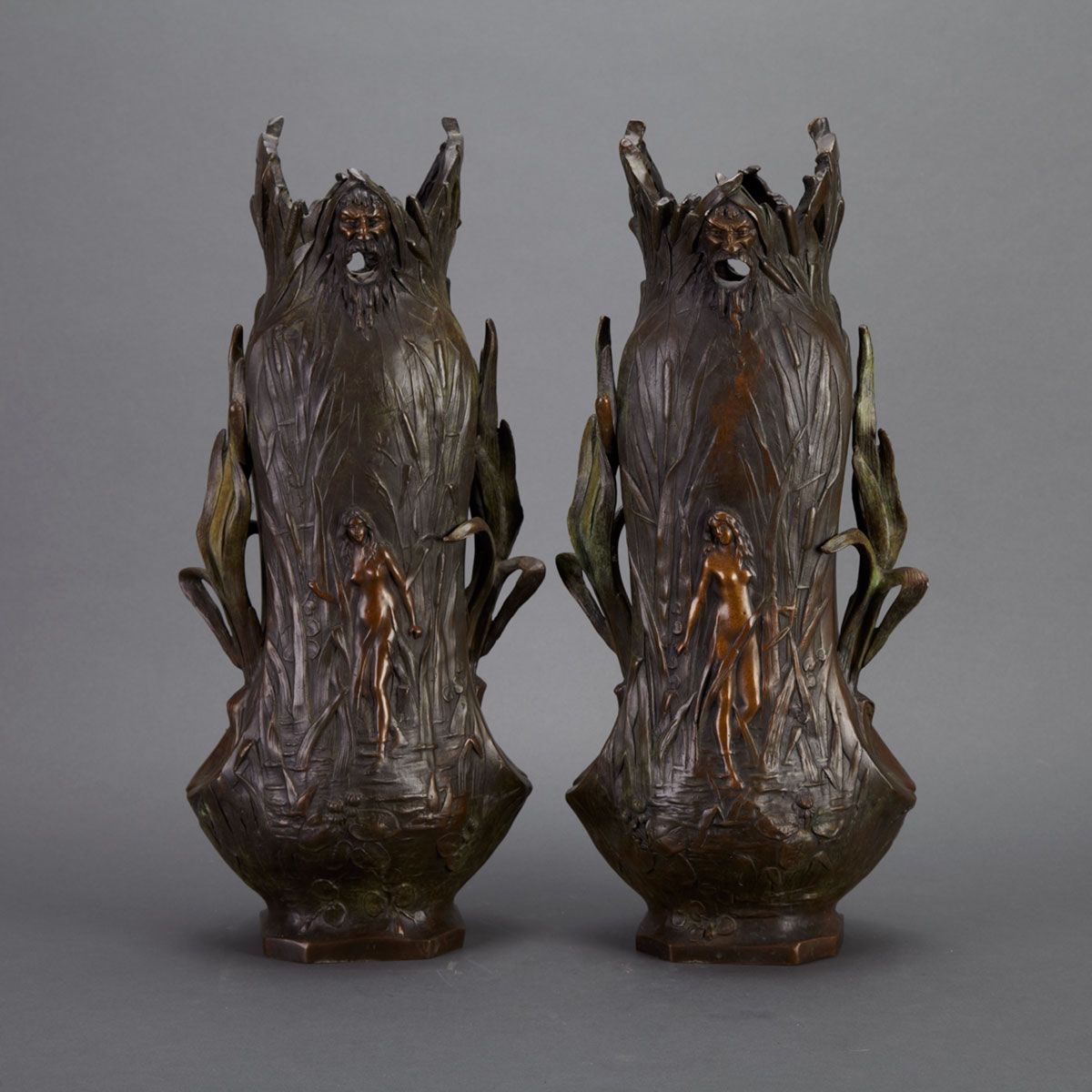 Pair of Art Nouveau Style Patinated 178256