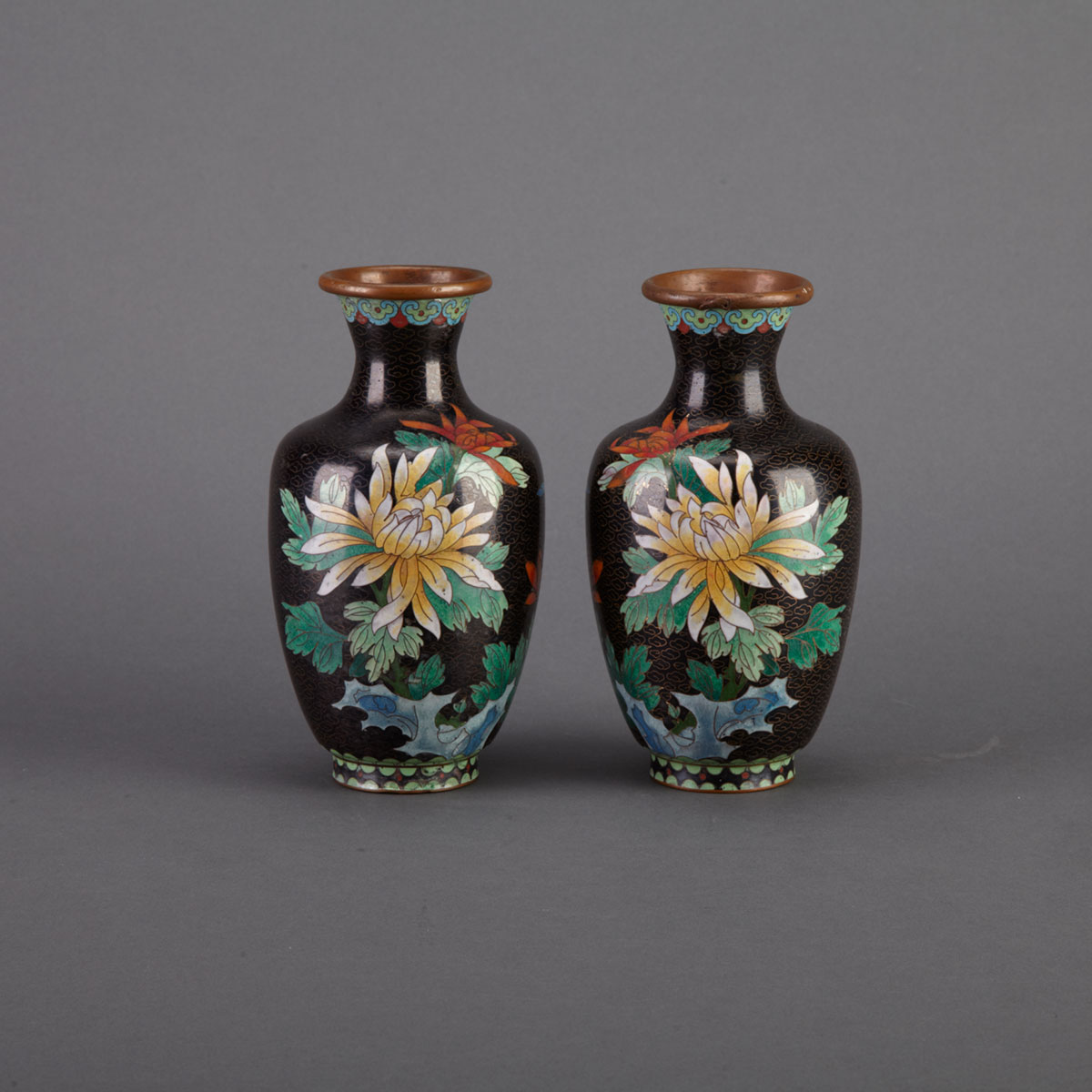 Pair of Chinese Cloisonne Vases early