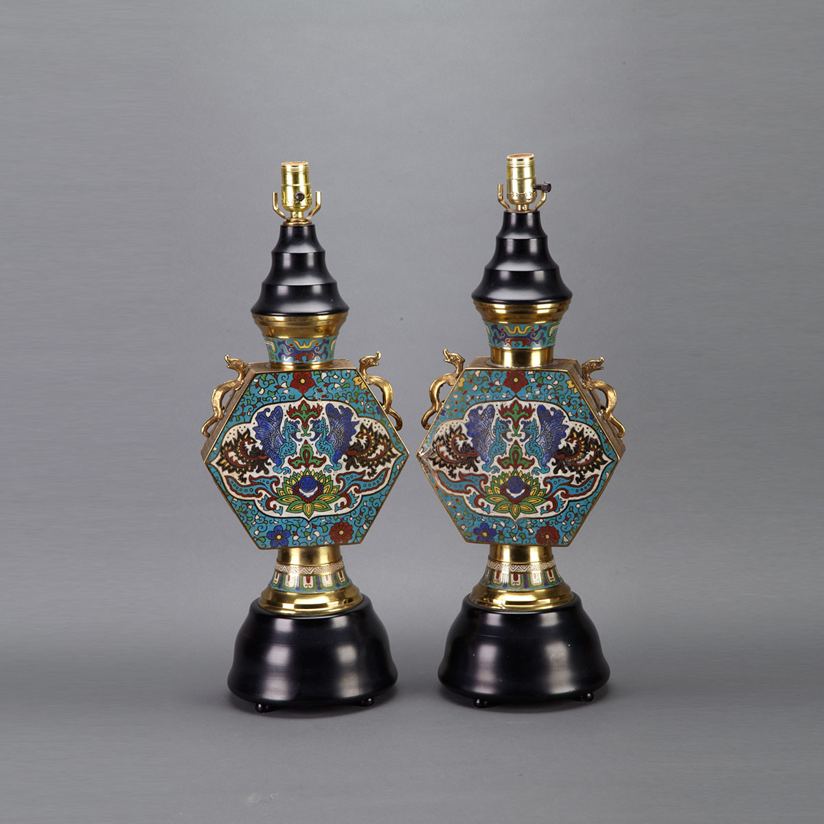 Pair of Chinese Champleve Enamelled 178273