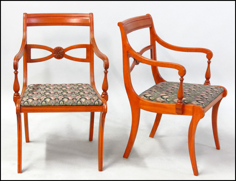 PAIR OF JB VAN SCRIVER CHERRY ARMCHAIRS.