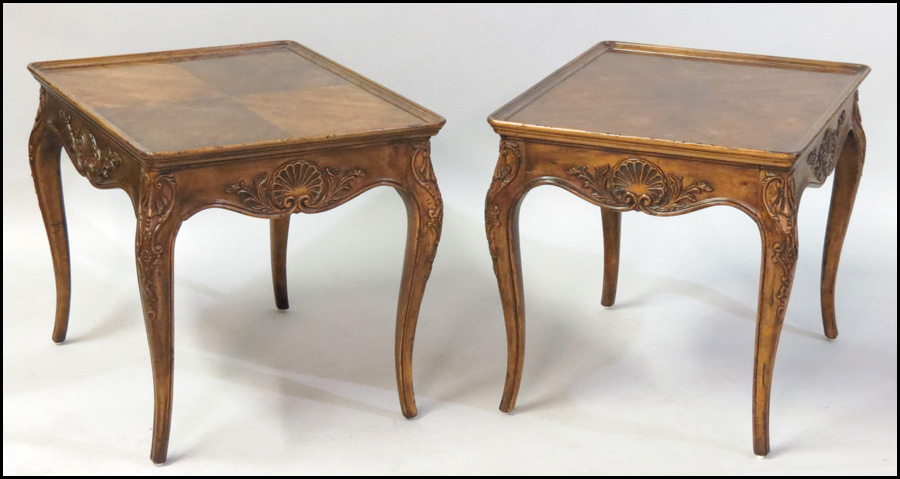 PAIR OF HENREDON WALNUT END TABLES.