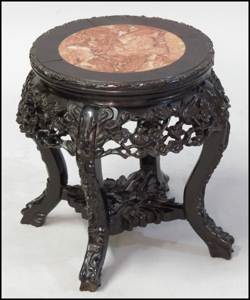 CHINESE CARVED ELMWOOD PLANT STAND