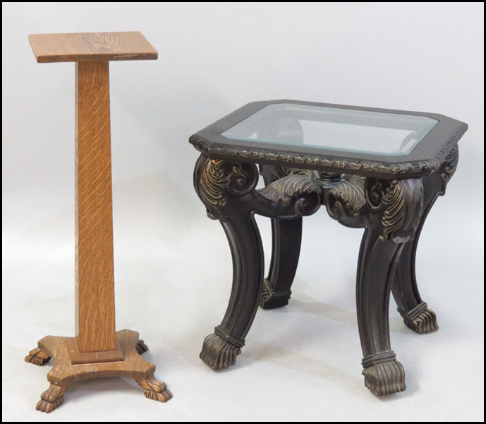 OAK PEDESTAL Together with a glass 1782d9