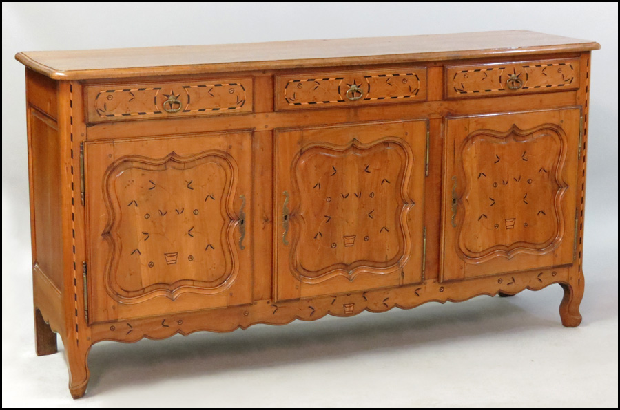 CONTINENTAL MARQUETRY INLAID SIDEBOARD.