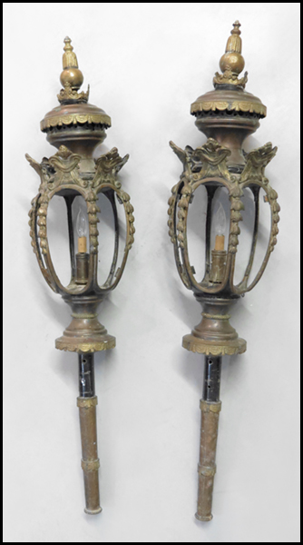 PAIR OF BRASS AND METAL CARRIAGE