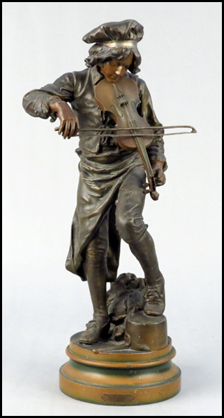 PATINATED METAL FIGURE OF A VIOLINIST.