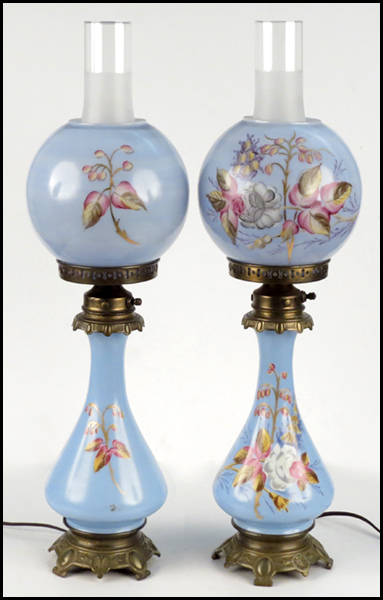 PAIR OF VICTORIAN OIL LAMPS FITTED 17832e