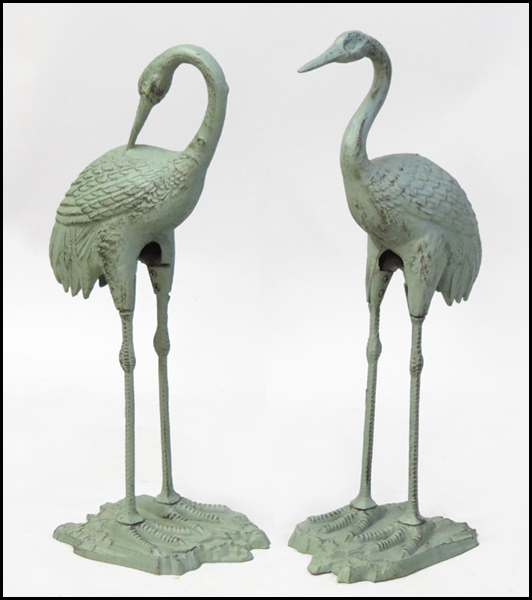 TWO PATINATED METAL CRANES H  178344