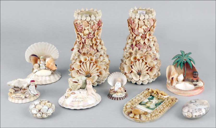 GROUP OF SHELL ART. Comprised of