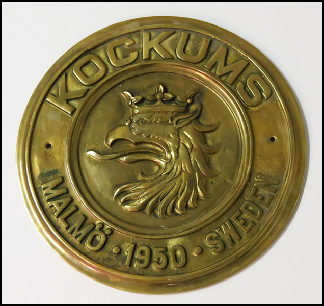 ROUND BRASS SHIPBUILDER'S PLAQUE