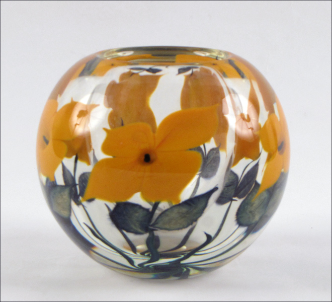 DANIEL LOTTON ORANGE FLORAL GLASS 1783d4