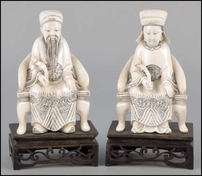 TWO CHINESE CARVED IVORY IMPERIAL 178427